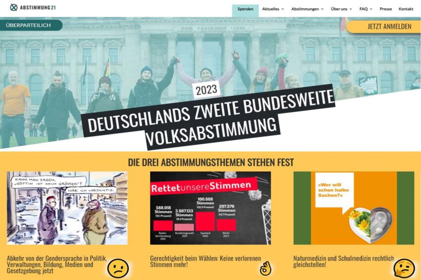 Screenshot der Website von Abstimmung21